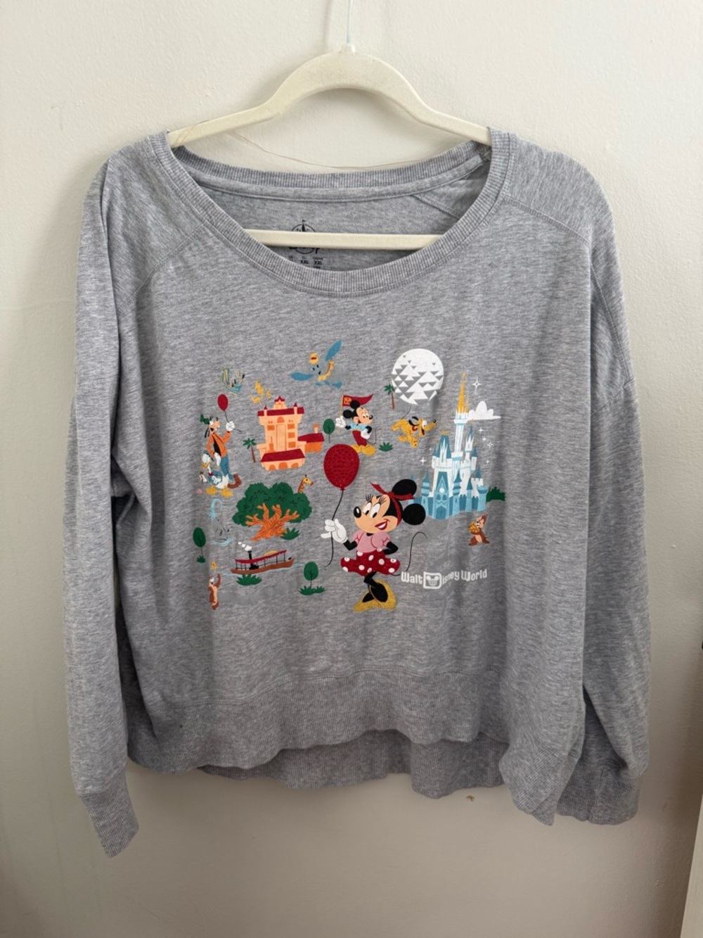 Disney World Women's Gray Theme Park Graphic Crewneck Sweatshirt